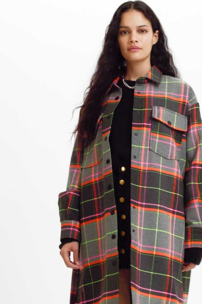 Chaquetas Desigual Tartan overshirt Mujer | VCH107869