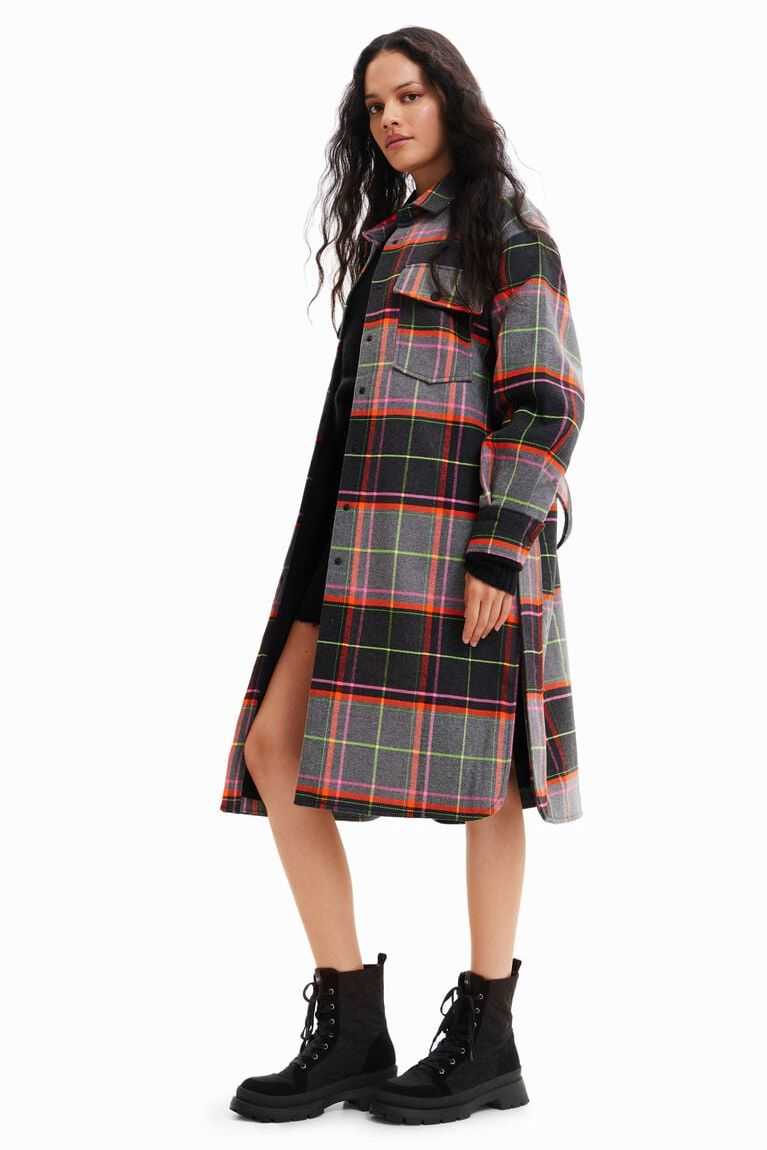 Chaquetas Desigual Tartan overshirt Mujer | VCH107869