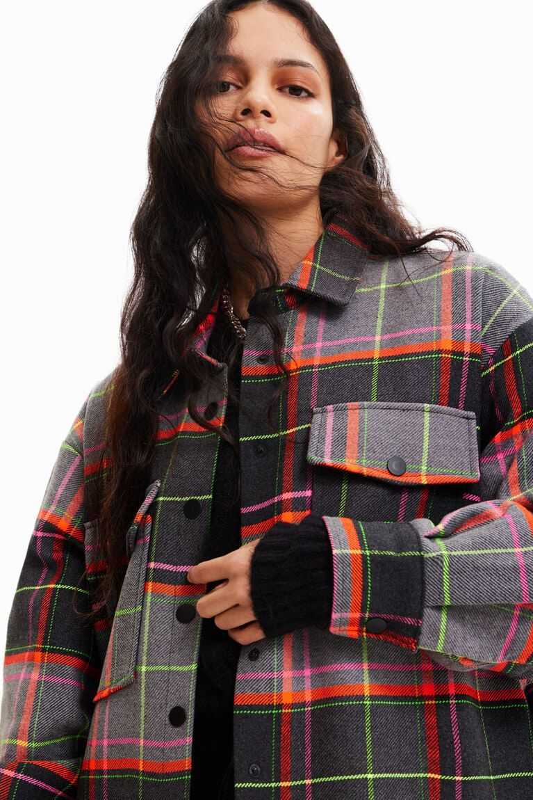 Chaquetas Desigual Tartan overshirt Mujer | VCH107869