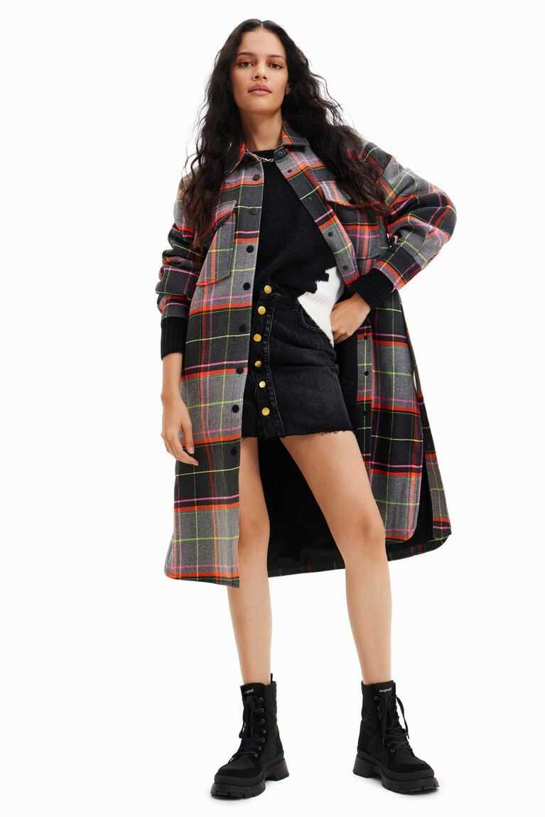 Chaquetas Desigual Tartan overshirt Mujer | VCH107869