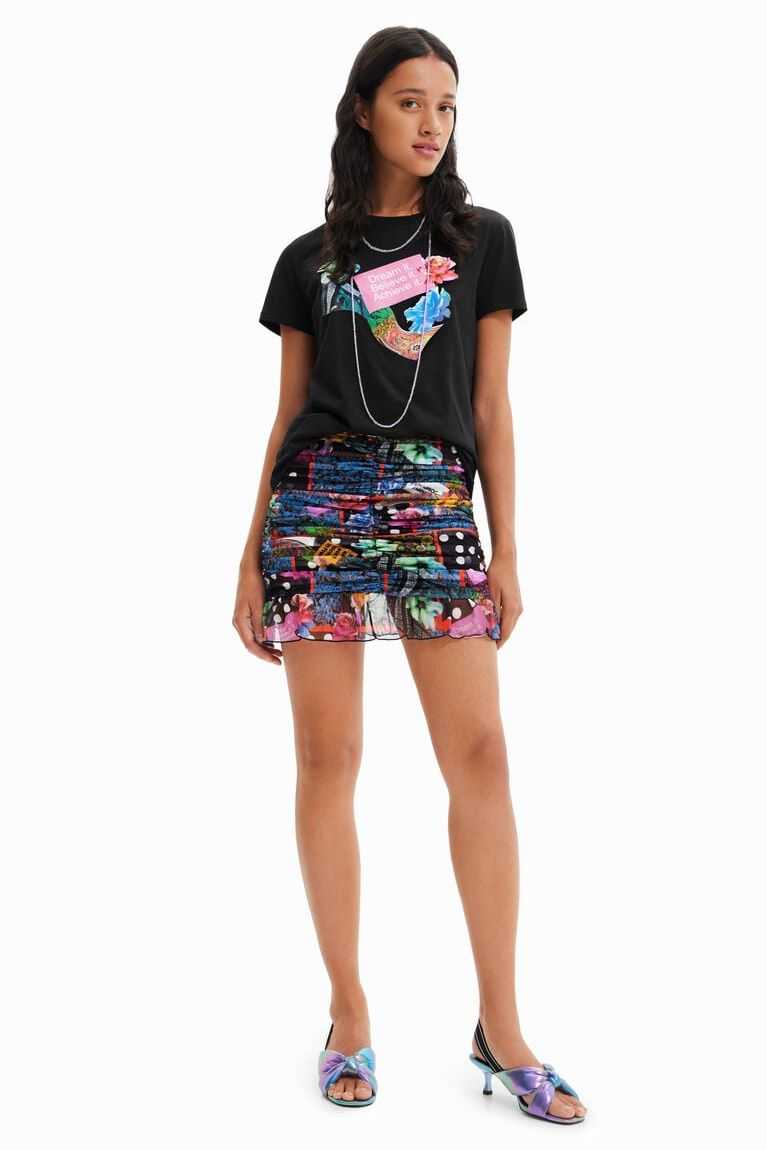 Falda Desigual Draped digital patchwork mini Mujer | ROF483596