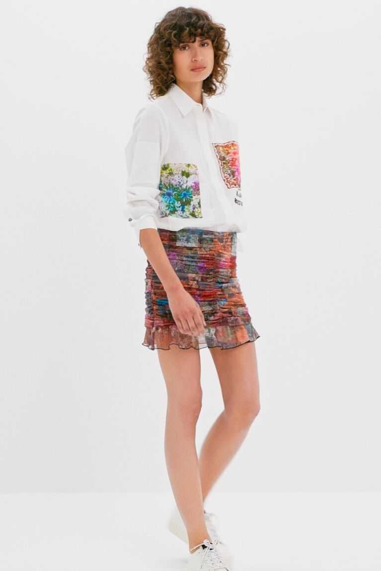 Falda Desigual Draped floral patchwork mini Mujer | JXZ197625