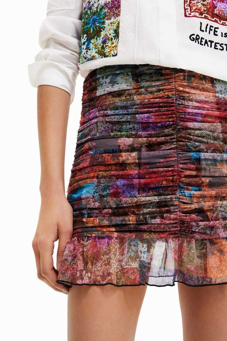 Falda Desigual Draped floral patchwork mini Mujer | JXZ197625