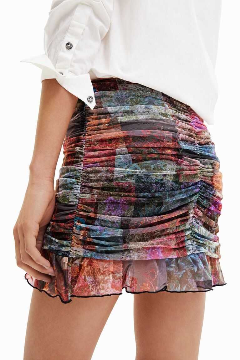 Falda Desigual Draped floral patchwork mini Mujer | JXZ197625