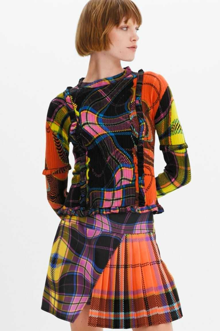 Falda Desigual Maria Escote criss-cross plaid mini Mujer | JHL051926