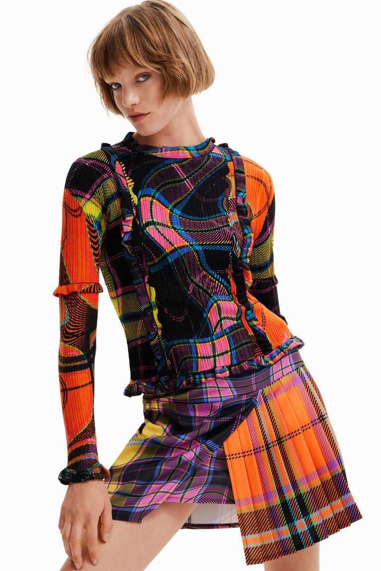 Falda Desigual Maria Escote criss-cross plaid mini Mujer | JHL051926