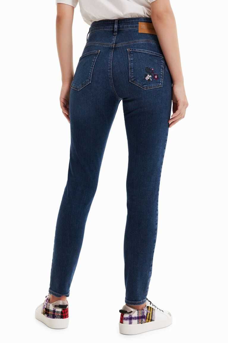 Jeans Desigual Flaco push-up with embroidered flowers Mujer | RQA246953