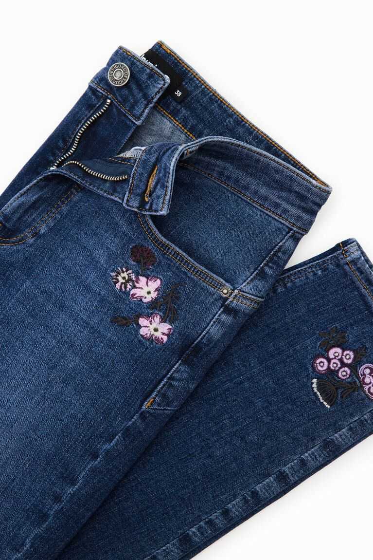 Jeans Desigual Flaco push-up with embroidered flowers Mujer | RQA246953