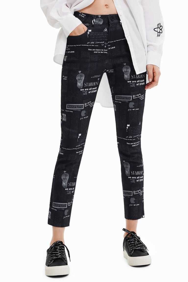 Leggins Desigual Newspaper print slim trousers Mujer | TSG579432