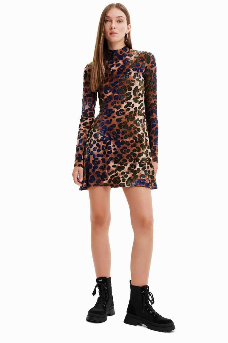 Mono Desigual Corta textured animal-print skater Mujer | DXA730816