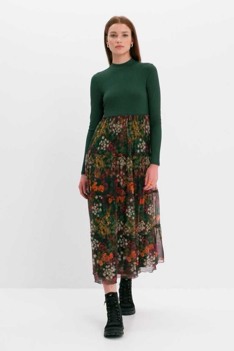 Mono Desigual Long with tulle skirt Mujer | ZSI457839