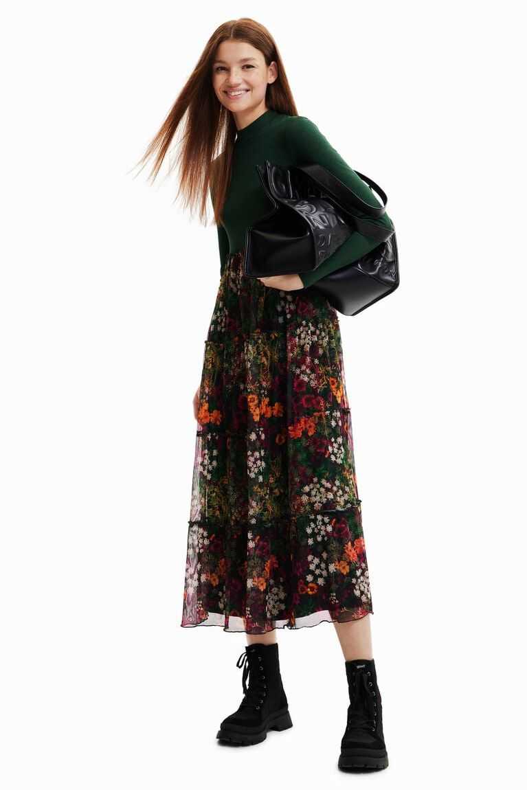 Mono Desigual Long with tulle skirt Mujer | ZSI457839