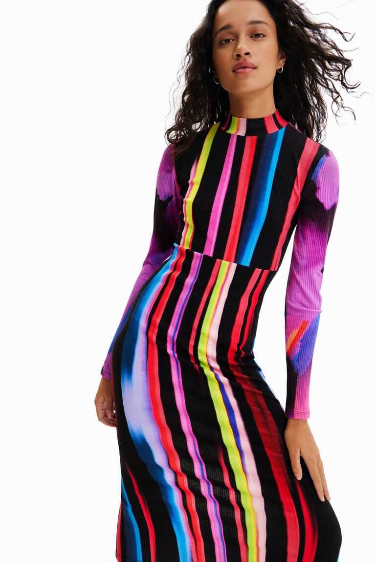 Mono Desigual M. Christian Lacroix slim striped midi Mujer | HZY139425