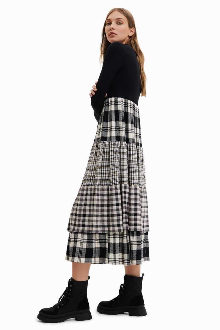 Mono Desigual Midi with plaid skirt Mujer | IAZ561248