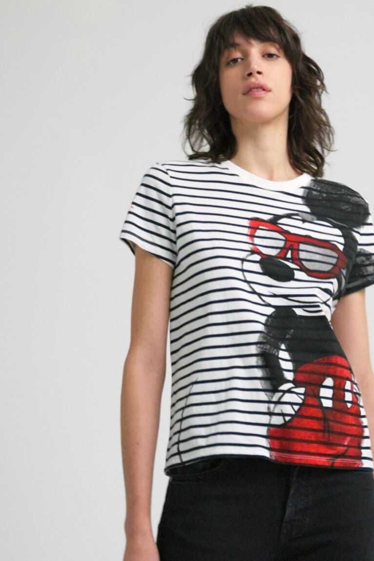 Prendas De Punto Desigual A Rayas Mickey Mouse T-shirt Mujer | SYF715308