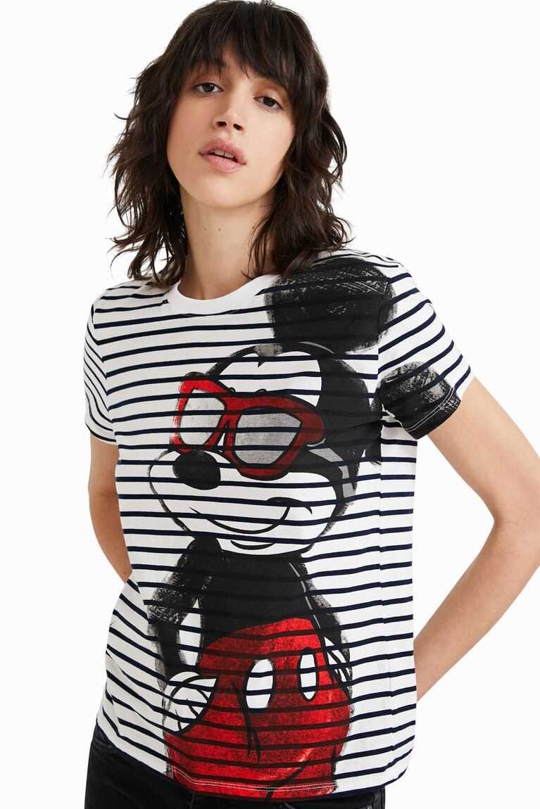 Prendas De Punto Desigual A Rayas Mickey Mouse T-shirt Mujer | SYF715308