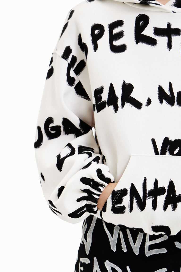 Sudaderas Desigual All-over Manifesto text oversize hoodie Mujer | NYL179356