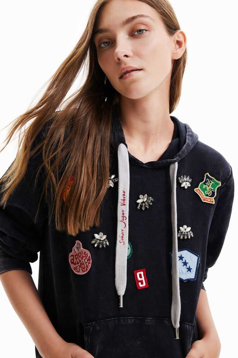 Sudaderas Desigual College patch hoodie Mujer | KAS845027