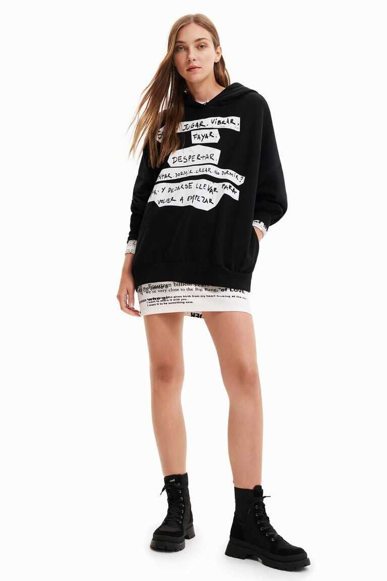 Sudaderas Desigual Oversize Manifesto text hoodie Mujer | DAJ865273