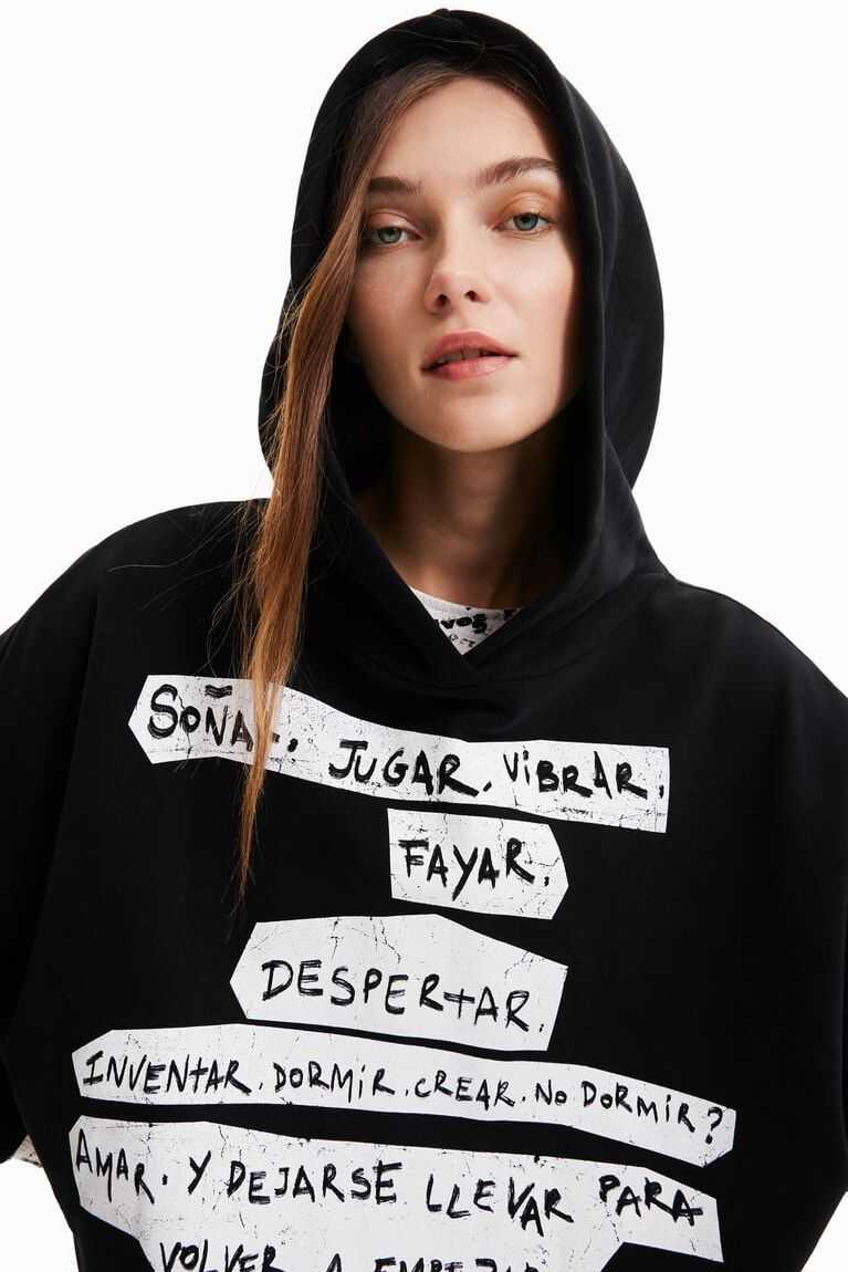 Sudaderas Desigual Oversize Manifesto text hoodie Mujer | DAJ865273