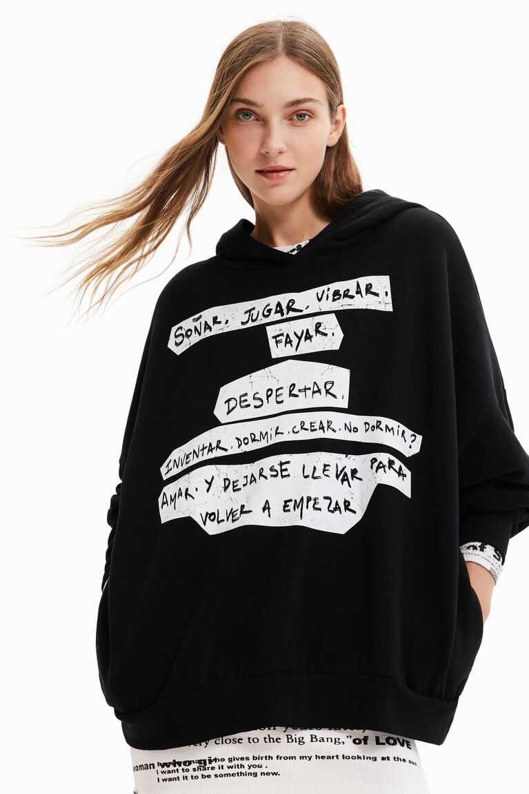 Sudaderas Desigual Oversize Manifesto text hoodie Mujer | DAJ865273