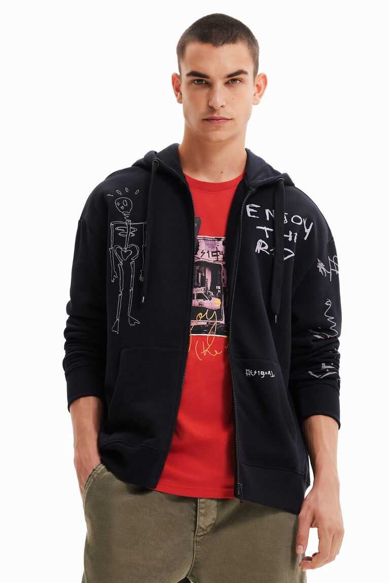 Sudaderas Desigual Oversize zip-up hoodie Hombre | HOP829463