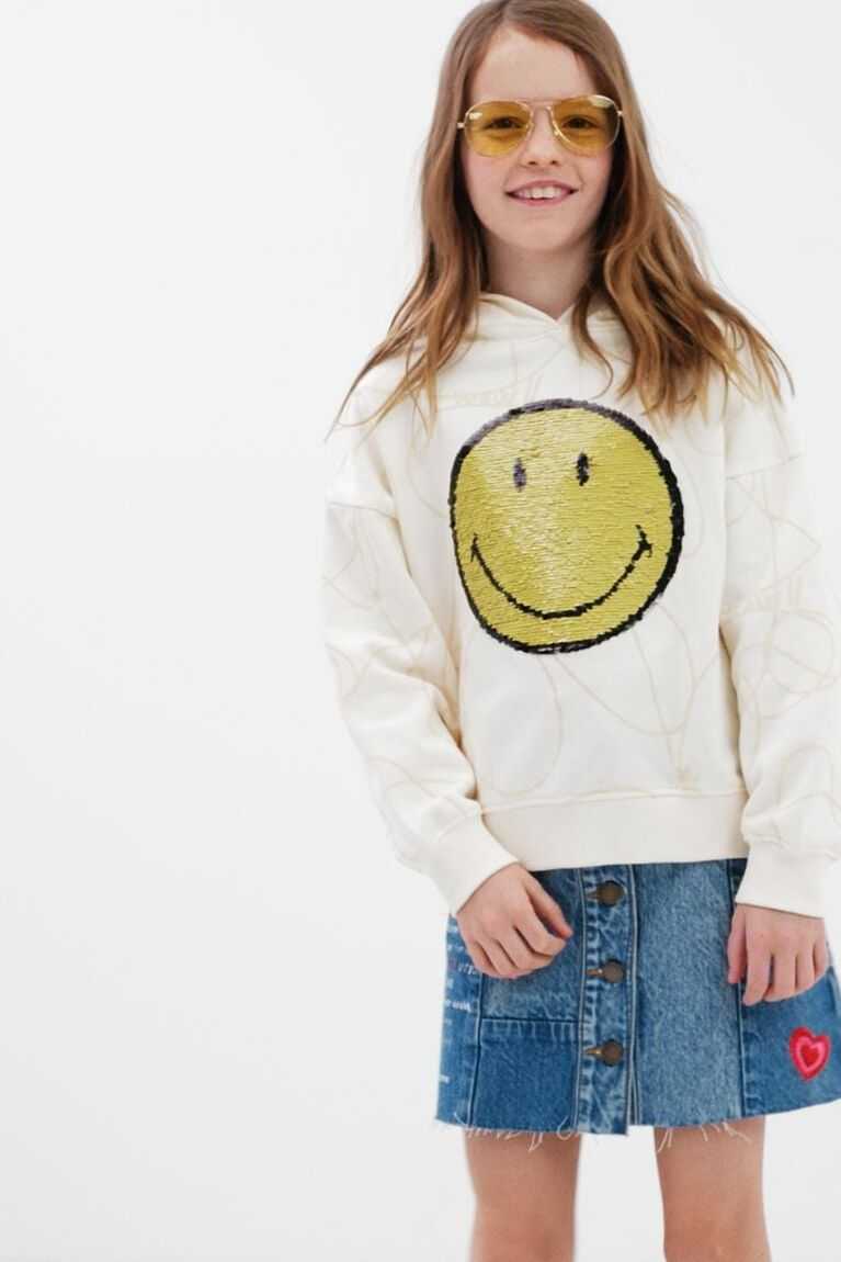 Sudaderas Desigual Reversible sequin Smiley hoodie Niña | USR602795