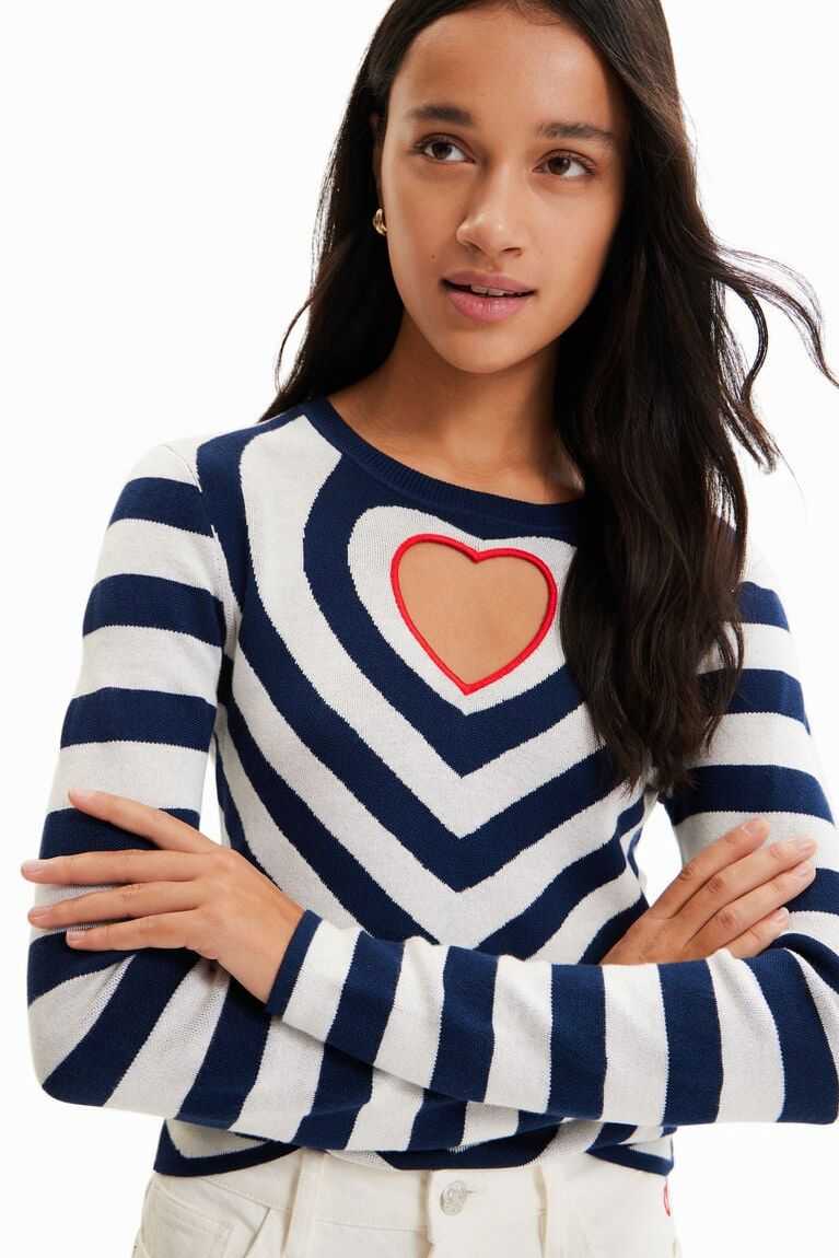 Suéteres Desigual A Rayas heart cut-out pullover Mujer | CTL124509