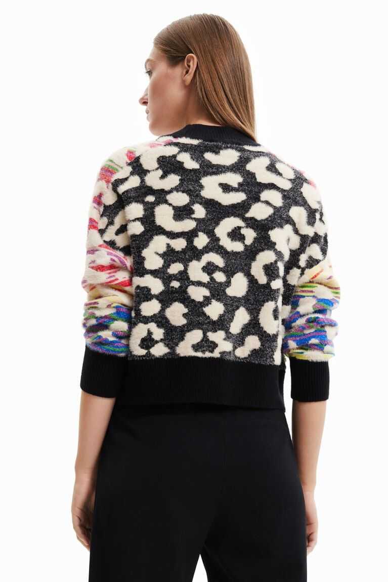 Suéteres Desigual A Rayas leopard-effect jumper Mujer | BQV638120