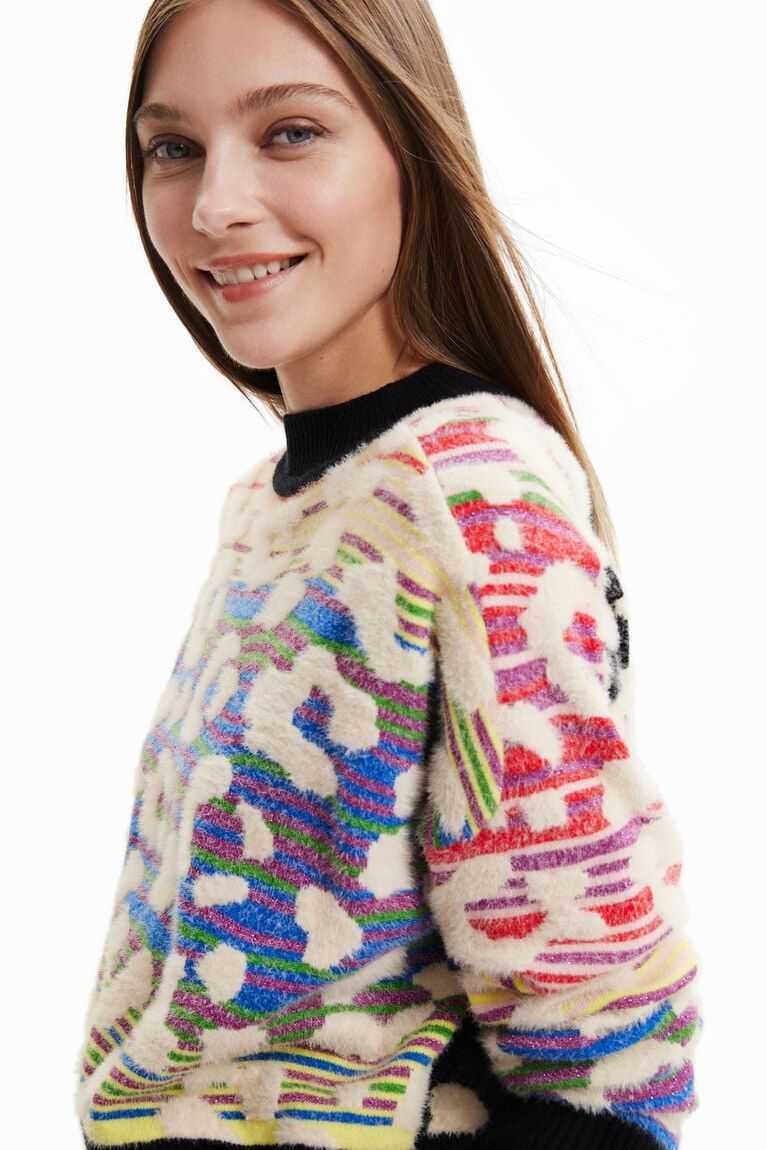 Suéteres Desigual A Rayas leopard-effect jumper Mujer | BQV638120