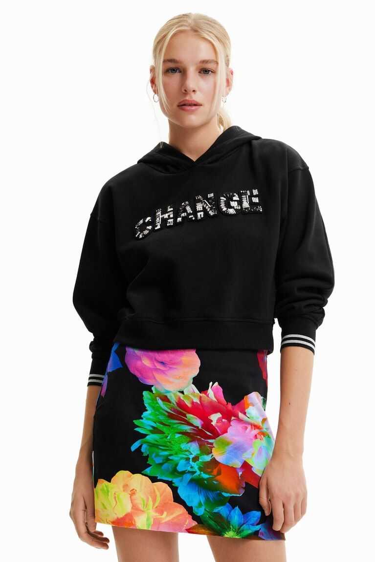 Suéteres Desigual Corta Change patch hoodie Mujer | VAM054621