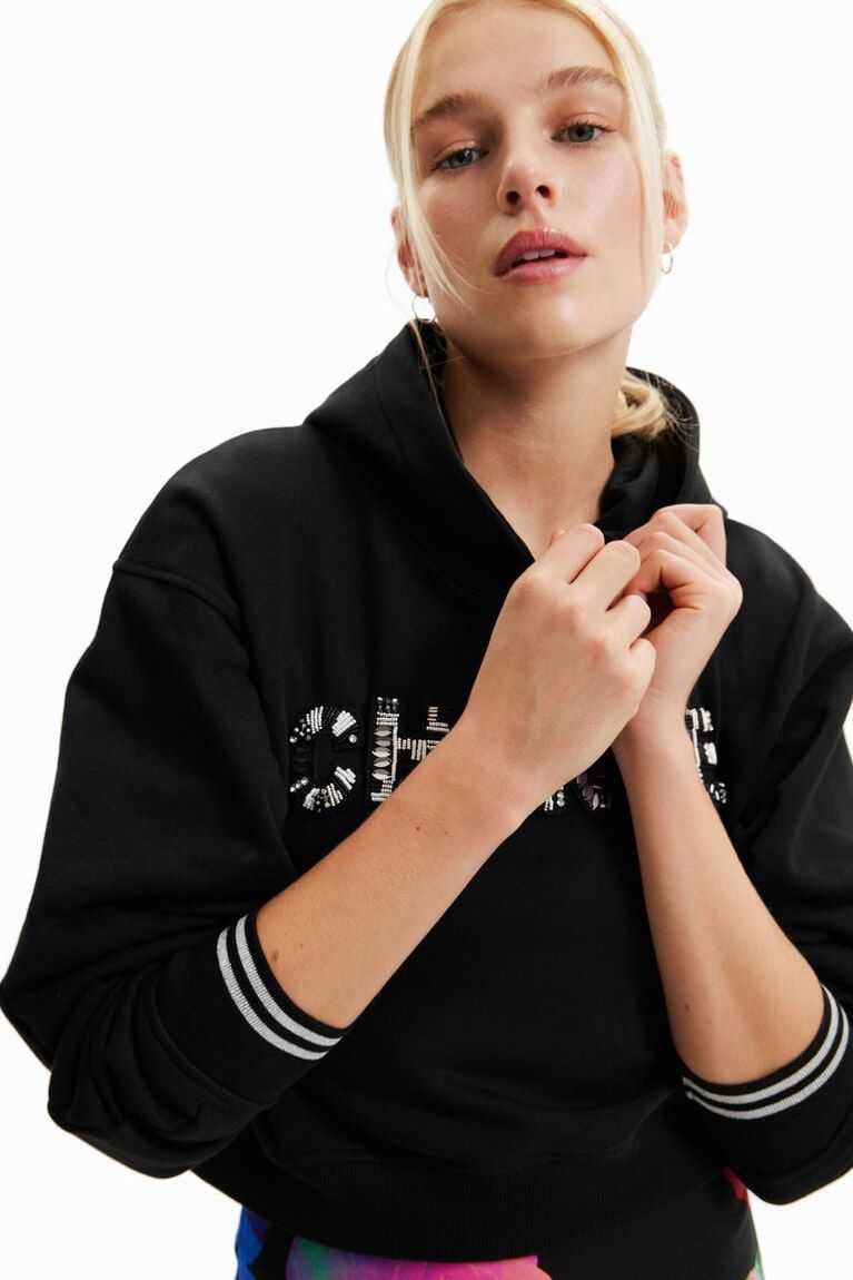 Suéteres Desigual Corta Change patch hoodie Mujer | VAM054621