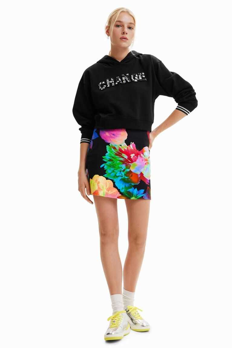 Suéteres Desigual Corta Change patch hoodie Mujer | VAM054621