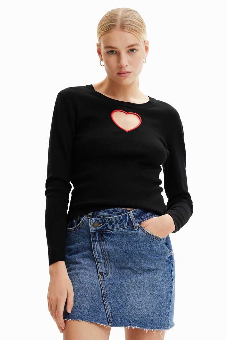 Suéteres Desigual Cut-out heart pullover Mujer | COT128354