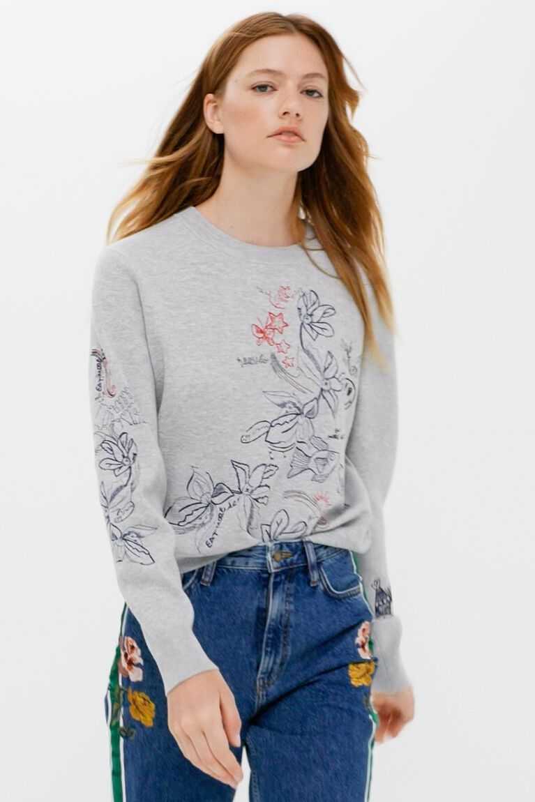 Suéteres Desigual Embroidered floral jumper Mujer | RJS809745