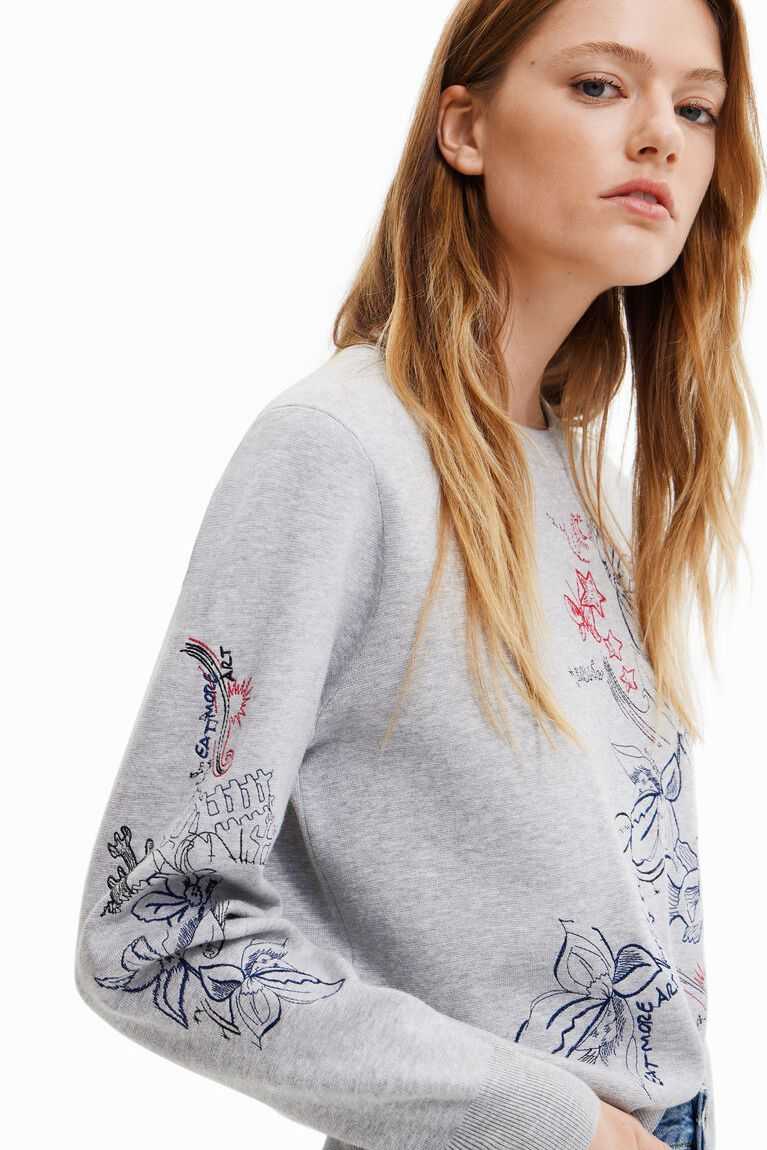 Suéteres Desigual Embroidered floral jumper Mujer | RJS809745