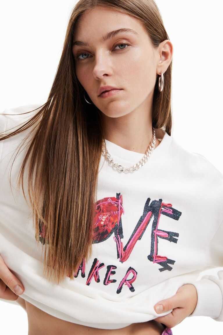 Suéteres Desigual Embroidered message sweatshirt Mujer | SJM860274