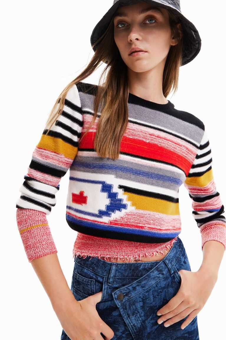 Suéteres Desigual Ethnic striped jumper Mujer | VTX908172