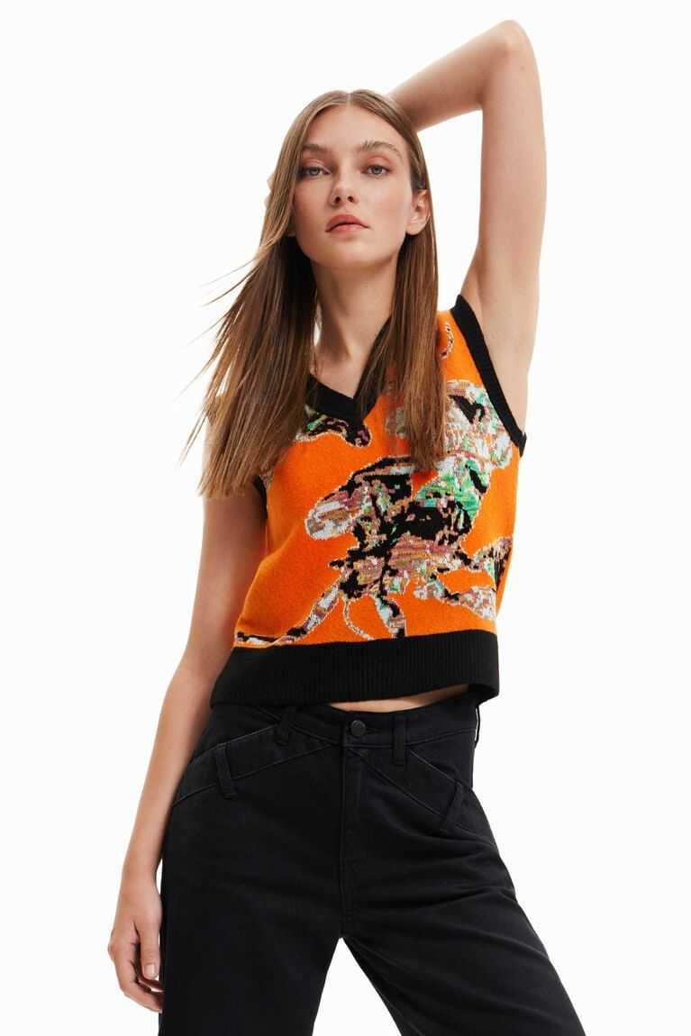 Suéteres Desigual Maitrepierre knit mantis gilet Mujer | AJU260318