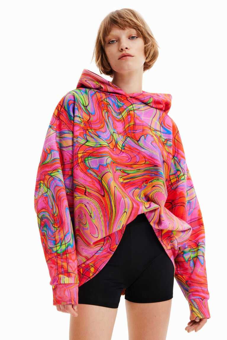 Suéteres Desigual Maria Escote oversize psychedelic hoodie Mujer | VRM561879