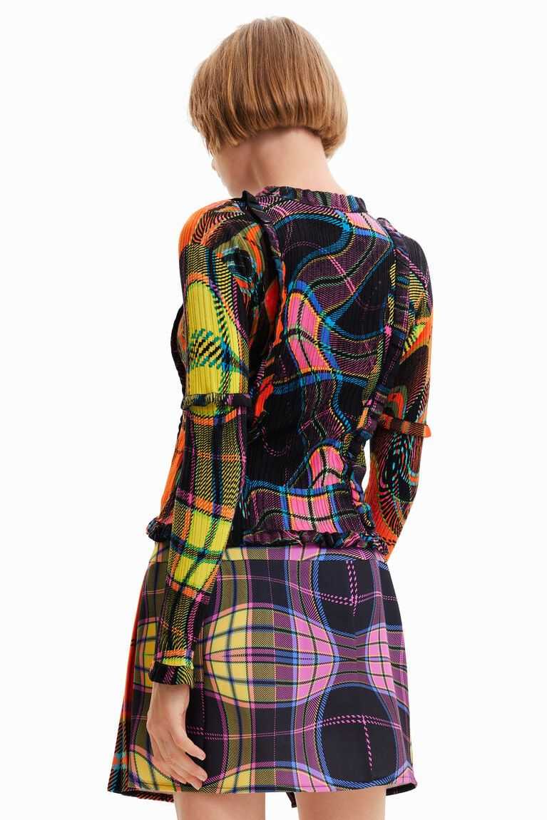 Suéteres Desigual Maria Escote plaid ribbed pullover Mujer | KWR580463