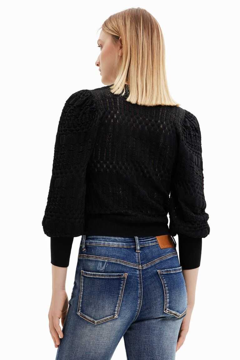 Suéteres Desigual Openwork jumper with balloon sleeves Mujer | UOL985213