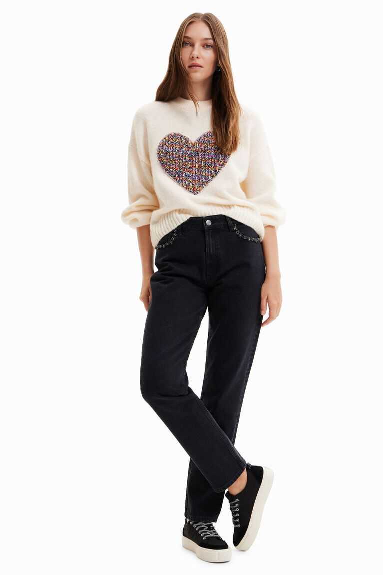 Suéteres Desigual Oversize heart pullover Mujer | FSY834627