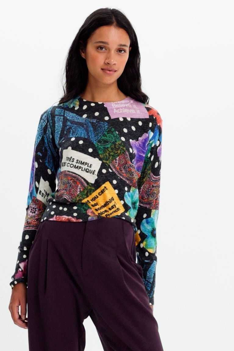 Suéteres Desigual Polka dot and paisley jumper Mujer | ZSA413728