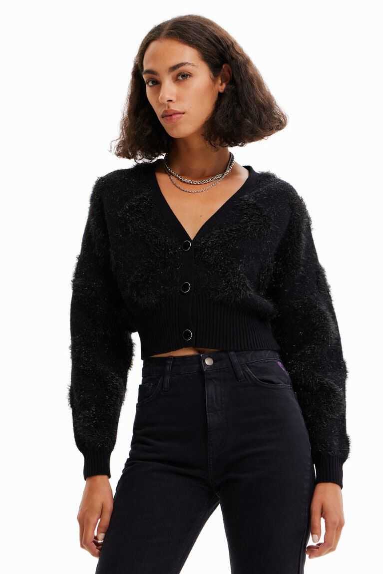 Suéteres Desigual Shiny plush cardigan Mujer | VSG273841