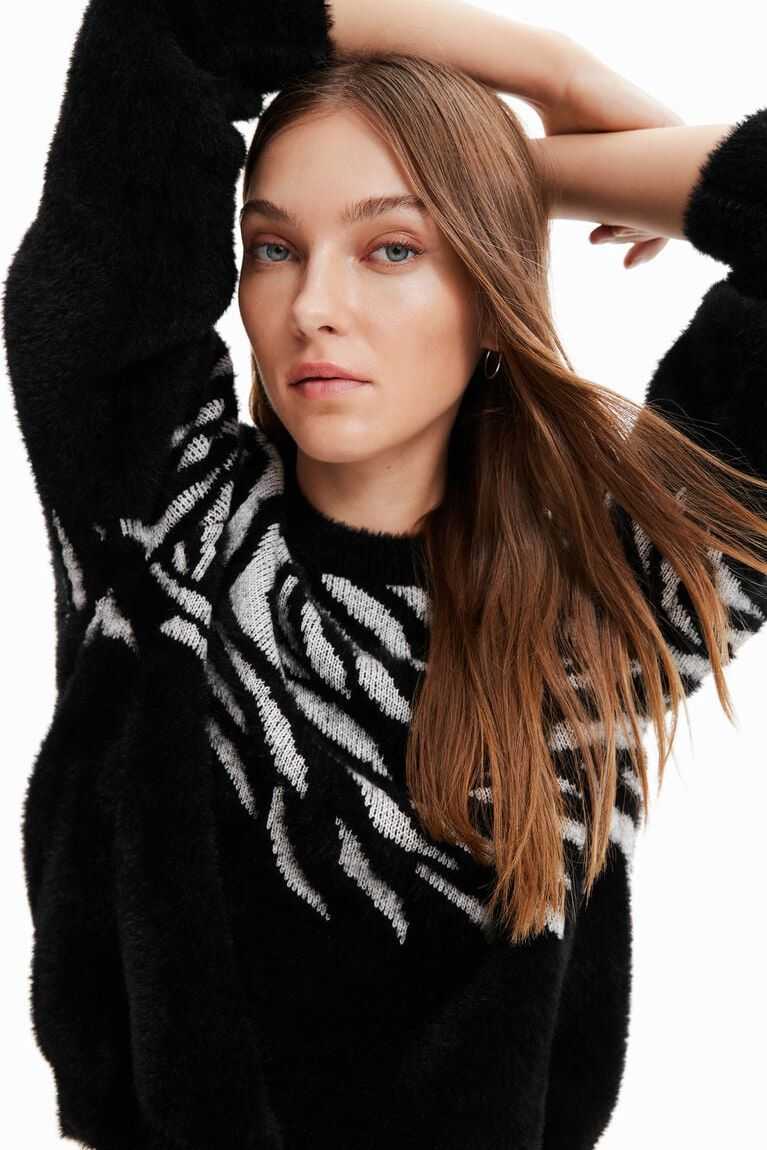 Suéteres Desigual Zebra fur-effect pullover Mujer | SZI812564