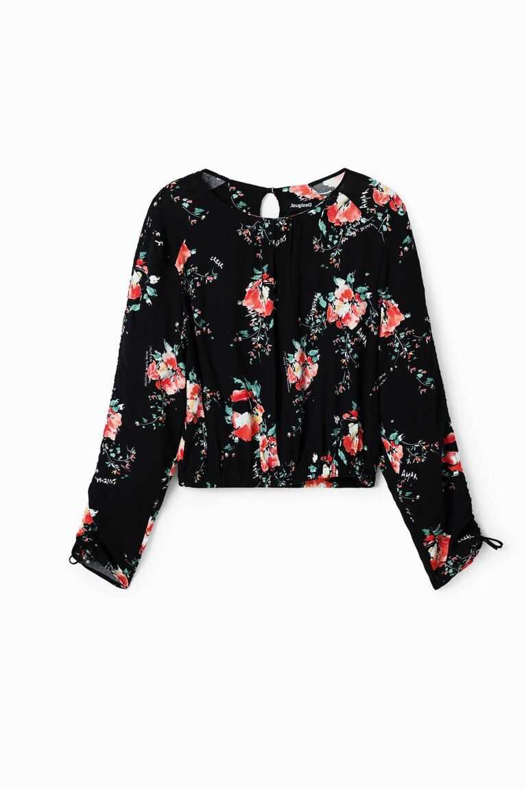 Tops Desigual Adjustable-sleeve floral blouse Mujer | CXU047658