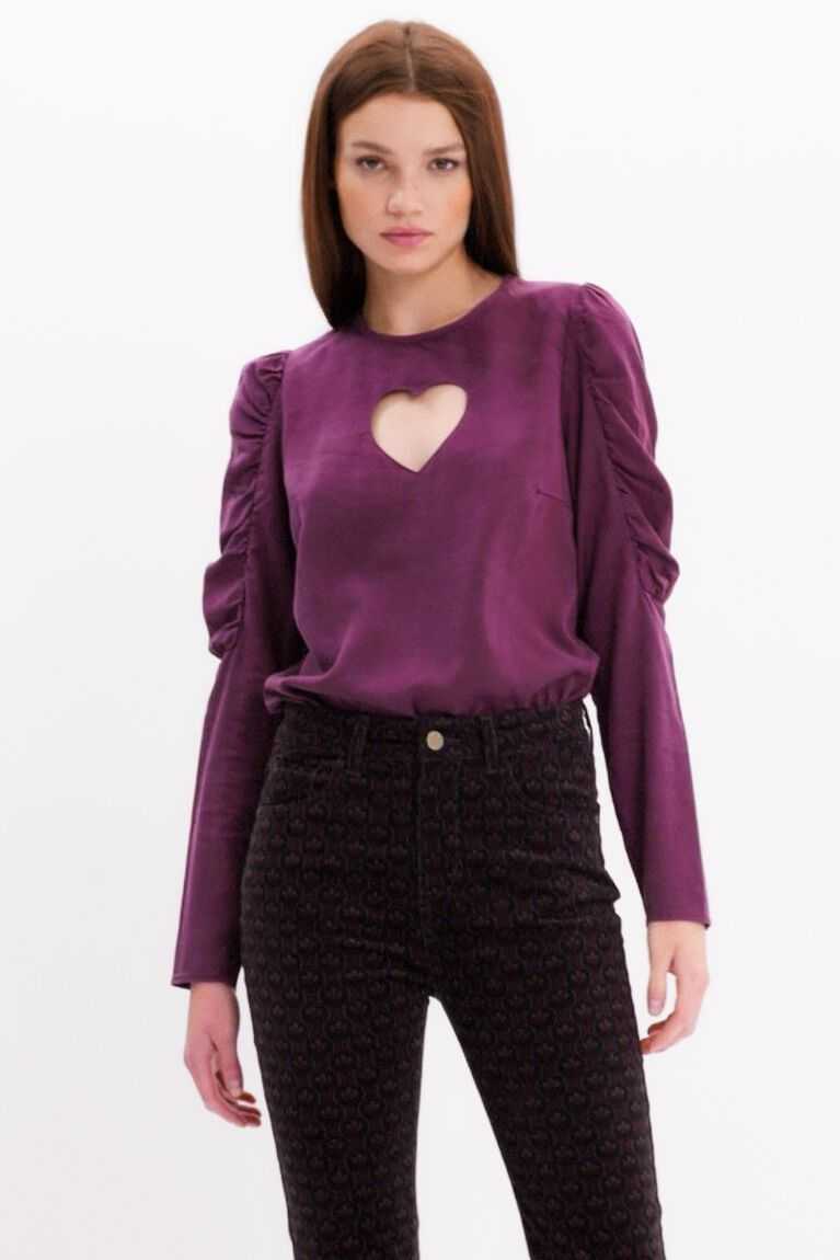 Tops Desigual Balloon-sleeve blouse with heart Mujer | YQA389642