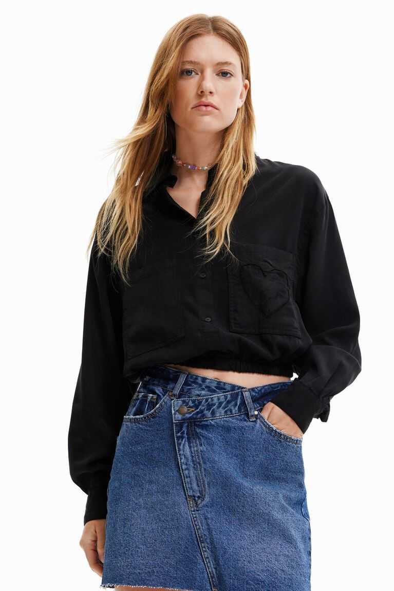 Tops Desigual Cropped heart pocket Mujer | UOZ048617