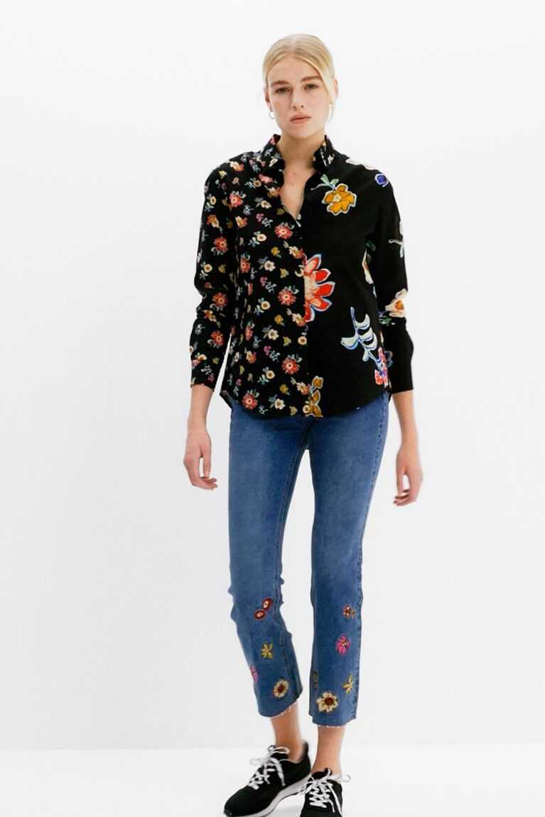 Tops Desigual Floral half-and-half Mujer | SXE489261